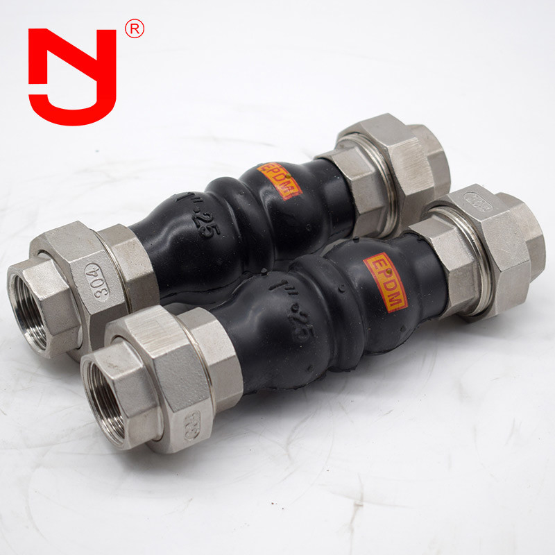 Stainless Steel Screwed Union Bspt Threaded Expansion Joint Rubber Connector voor pijpen